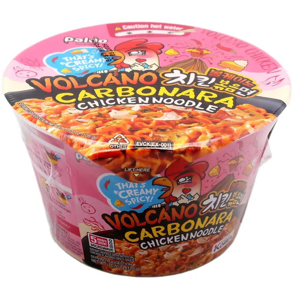 Локшина швидкого приготування Paldo Volcano Carbonara Chicken Noodle у мисці 105 г