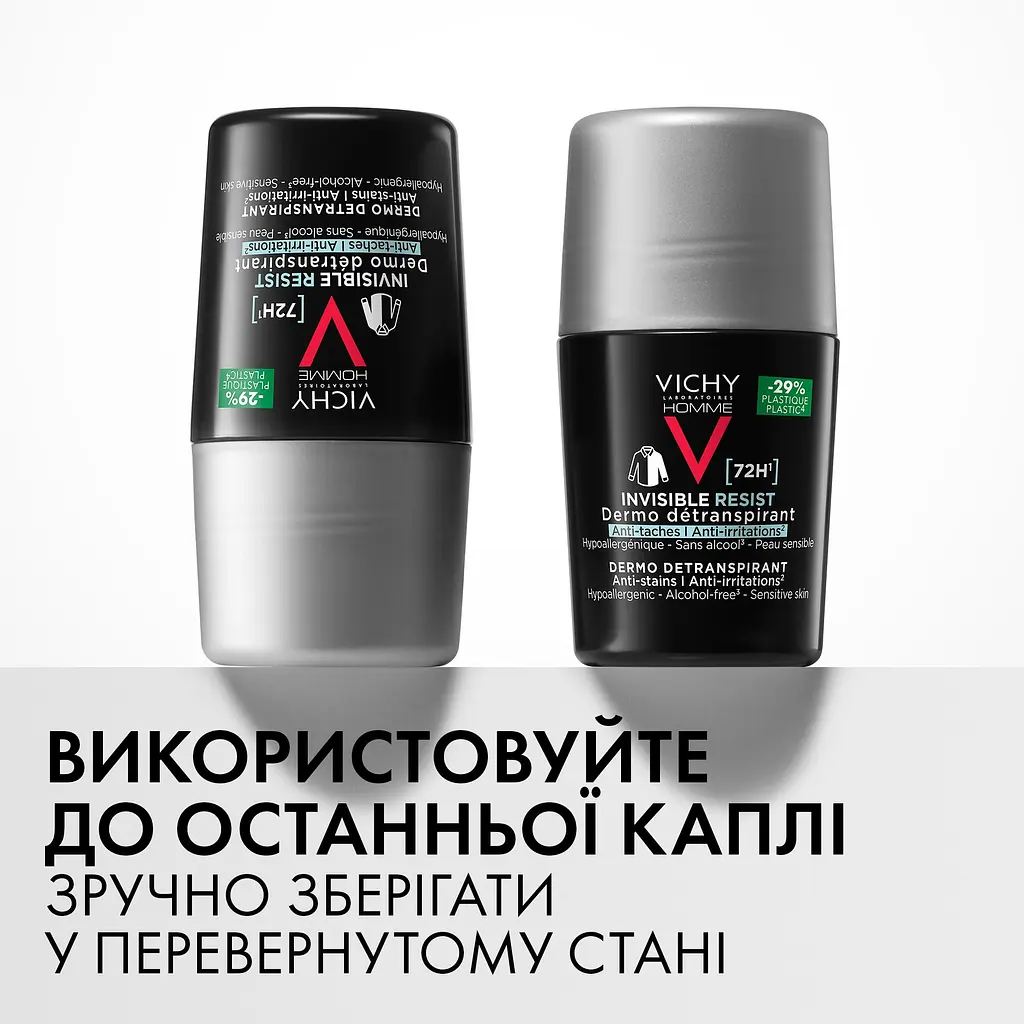 Дезодорант-антиперспирант Vichy Homme Invisible Resist шариковый 72 часа защиты 50 мл - фото 4