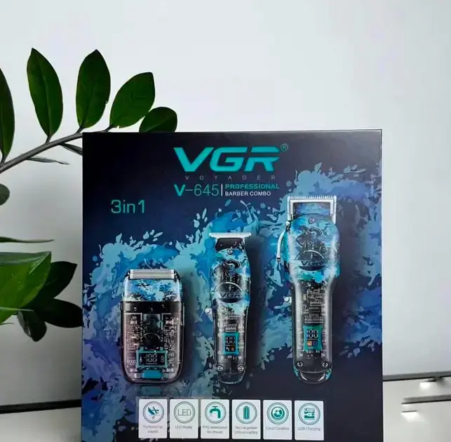 Профессиональный набор 3в1 VGR V-645 триммер, машинка для стрижки волос и электробритва. - фото 3