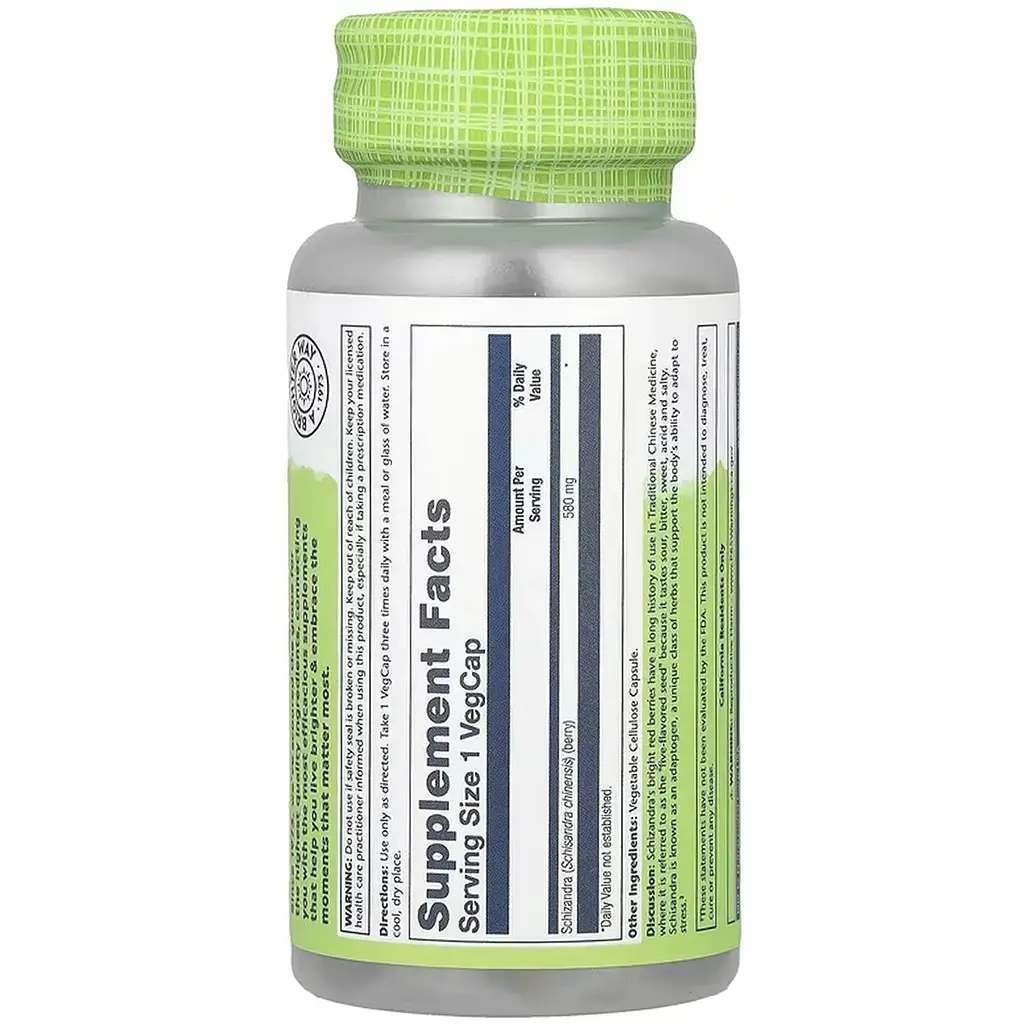 Ягоди лимонника Solaray Schizandra Berry 580 мг 100 веганських капсул - фото 2