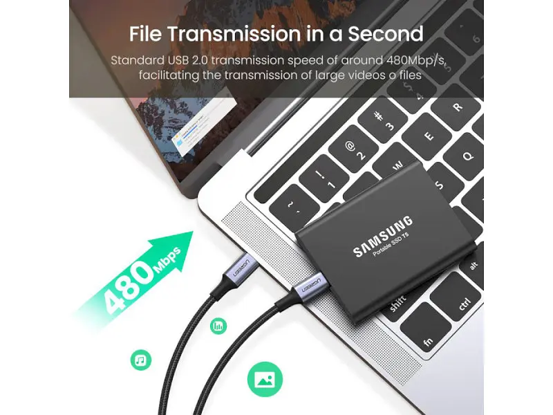 Кабель USB Type-C UGREEN US316 Type-C to Type-C 1m Black (70427) - фото 3