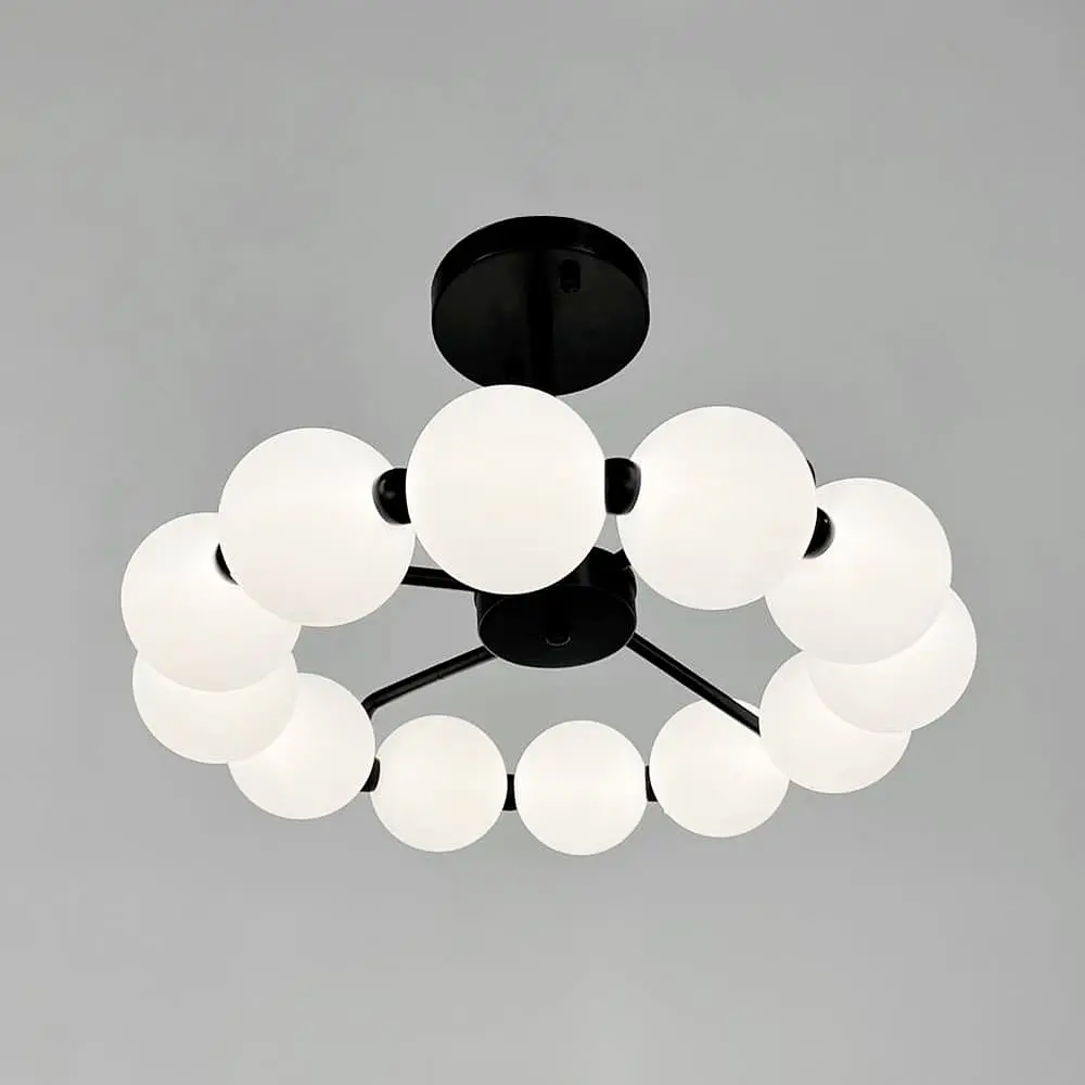 Потолочная черная люстра в виде кольца из полимерных шариков Ø 50 см Line F | Ст. 993-510 BK D120 - фото 5