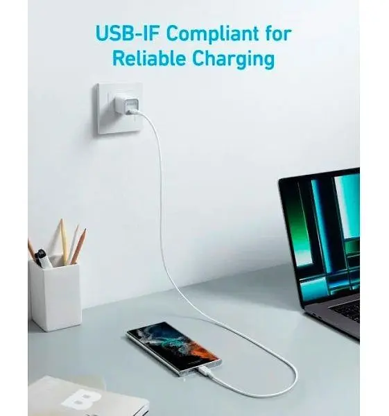 Кабель Anker 322 USB-A - USB-C, 1.8м, White (A81H6H21) - фото 4