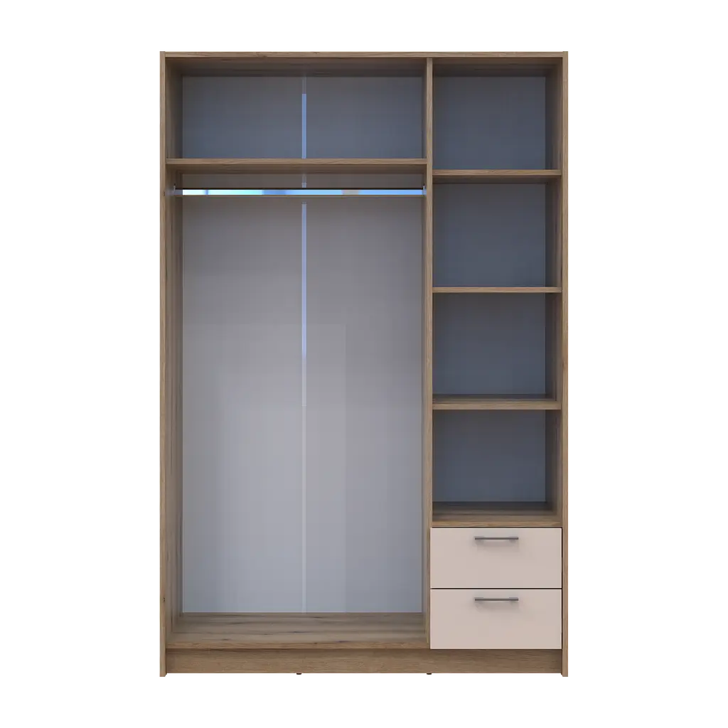 Шафа для одягу Doros Ронді з дзеркалом Дуб Артизан/Кашемір 3ДСП 121х52х195 (М) - фото 5