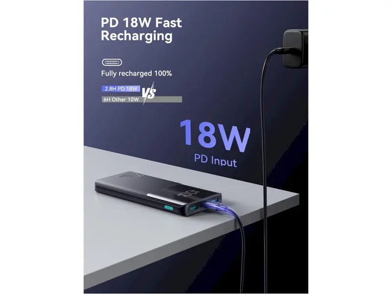 Зовнішній акумулятор (Power Bank) Joyroom JR-QP191 LED Display Quick Charge 22.5W 10000 mAh Black - фото 4