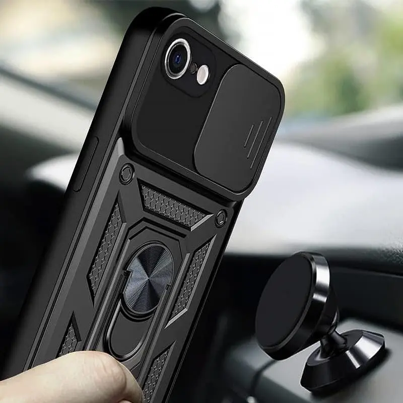 Чохол Ummi Camshield Serge Ring для Apple iPhone 7 / 8 / SE (2020) (4.7) Чорний / Black - фото 3