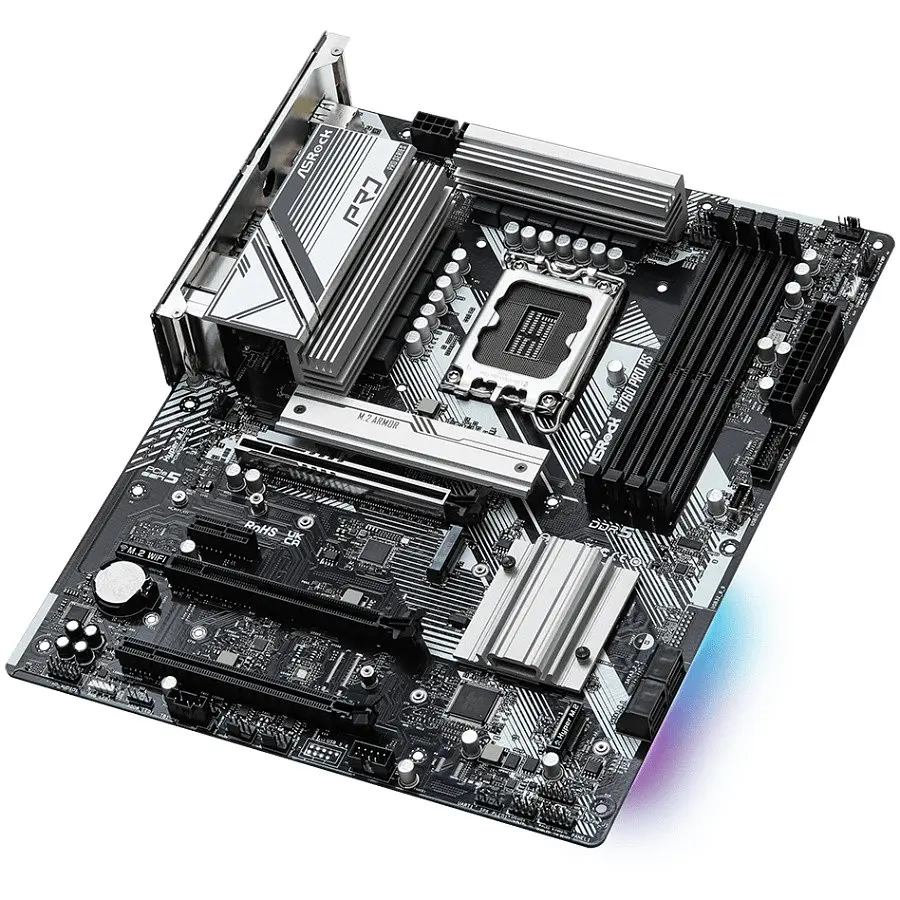 Материнська плата ASRock B760 PRO RS (1700/B760, 4xDDR5, 3xPCIex16, 4xSATAIII, 3xM.2, 2.5GLan, 7.1ch, ATX) - фото 3