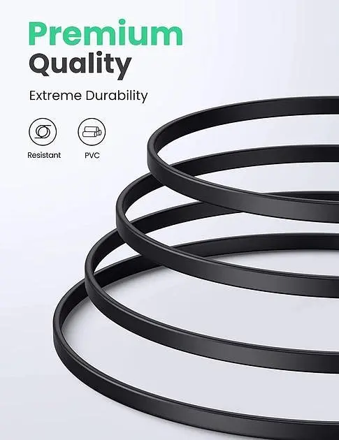 Патч корд UGREEN мережевий кабель 40 Гбіт\с 2000 МГц Ethernet RJ45 Cat 8 плоский 1М Black (NW134) - фото 5