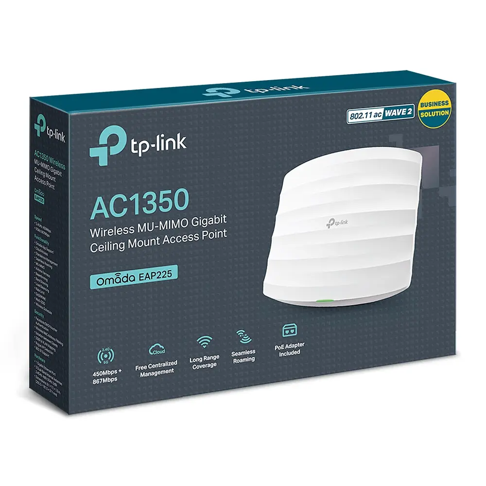 Точка доступу TP-LINK EAP225, White, 2,4 GHz/5 GHz до 1200 Мбит/с, 1xGlan (802.3af PoE) - фото 5