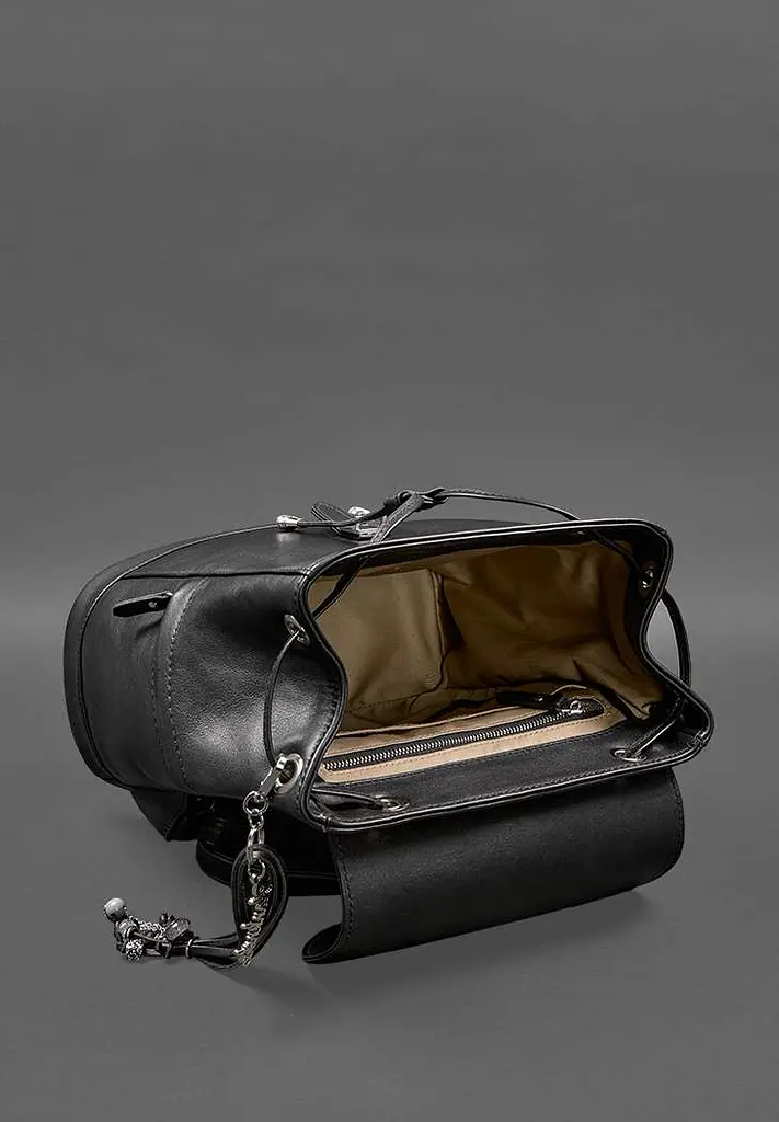 Кожаный женский рюкзак Олсен черный краст - фото 6