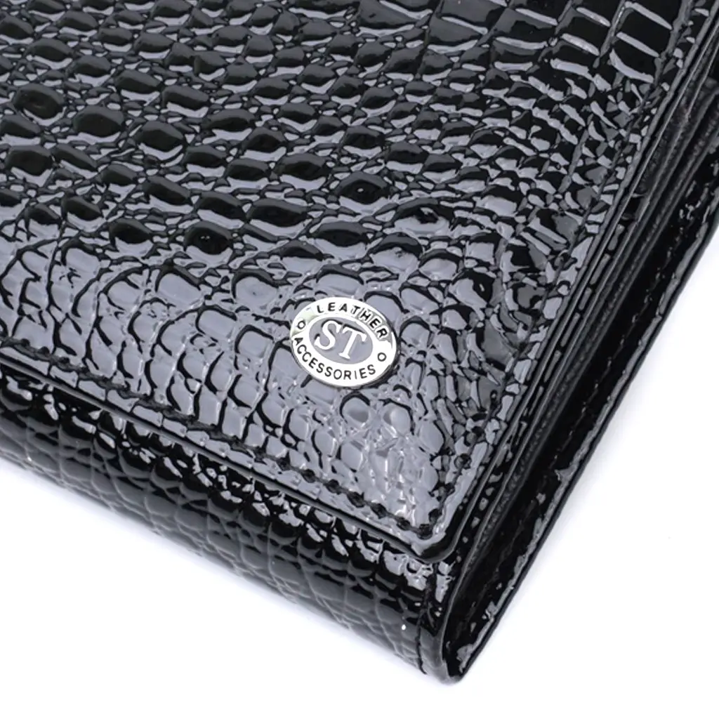 Жіночий гаманець із натуральної лакованої шкіри ST Leather 22679 чорний - фото 5