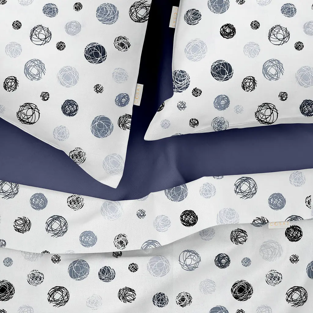 Комплект постельного белья Cosas Yarn balls CS4 Семейный серый (ThreadBallsGrey_87DarkBlue_160x2) - фото 3