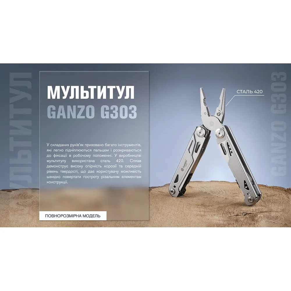 Мультитул Ganzo G303, (16 см) 21 функція + біти та чохол Molle - фото 19