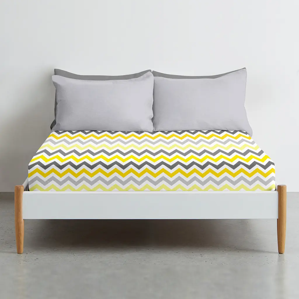 Простирадло на резинці Cosas Yellow Zigzag 90х200х20 см (ZigYellowGrey_90x200x20) - фото 3