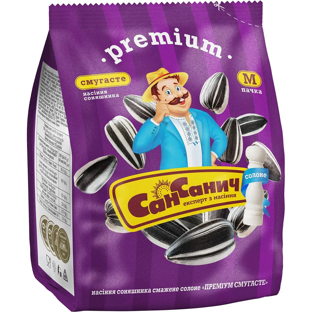 Насіння соняшника Сан Санич  Преміум смугасте смажене солоне 60 г - фото 3