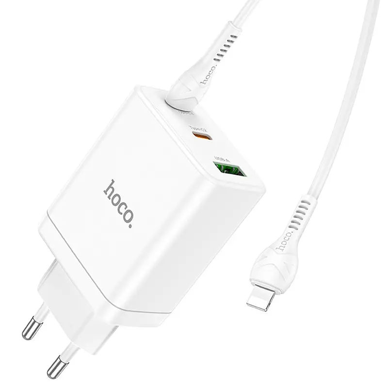 МЗП Hoco N33 Start PD35W (1USB-A/2C) + кабель Type-C to Lightning White - фото 4