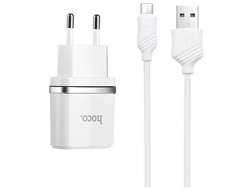 Зарядное устройство Hoco C12 набор с кабелем micro 2 USB-порты - фото 5