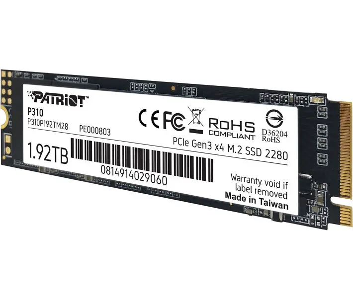 SSD накопичувач PATRIOT P310 1.92T SSD NVMe PCIe Gen3x4 M.2 2280 P310P192TM28 - фото 2