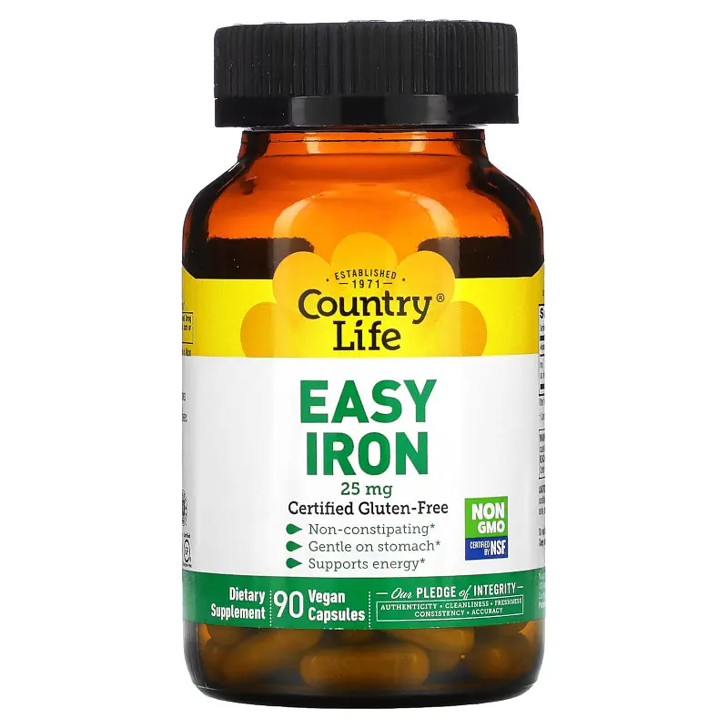 Вітаміни та мінерали Country Life Easy Iron, 90 вегакапсул