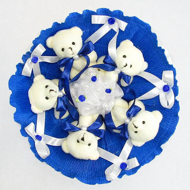Букет из мягких игрушек 5 мишек 5290IT синий - фото 2