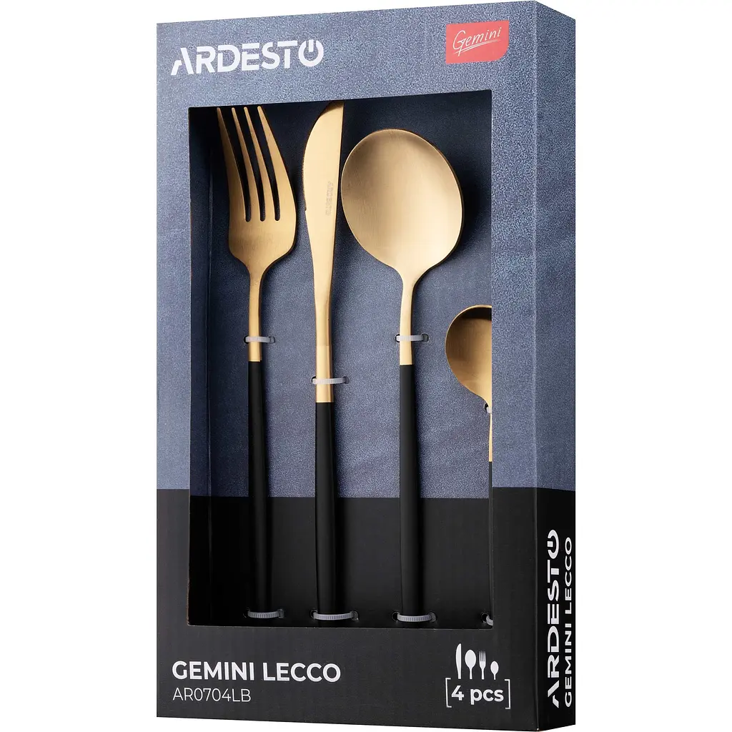 Набор столовых приборов Ardesto Gemini Lecco золотисто-черный 4 шт. (AR0704LB) - фото 6