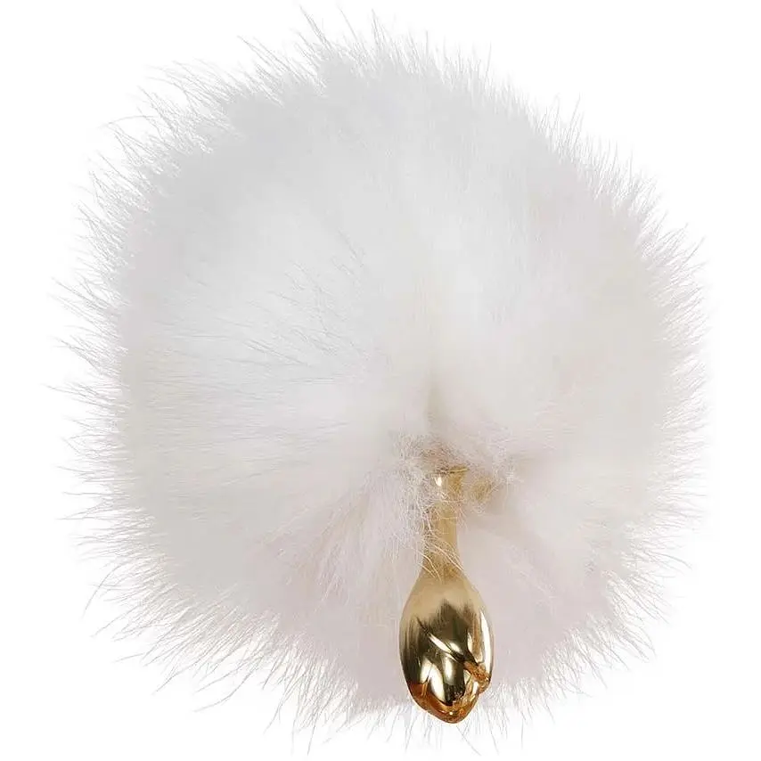 Металева анальна пробка Лисячий хвіст Lockink Sevanda White Fox-Tail Anal Rose-shape Plug - фото 7
