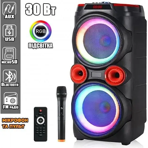 Акустическая система Speaker GZ-X910 10'x2 30W AUX USB TF пульт микрофон (MER-15723_3554) - фото 5