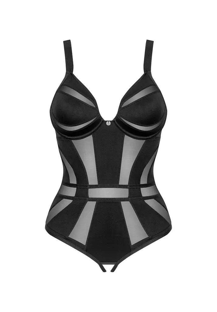 Боді Obsessive Chic Amoria otwarte XS/S чорний - фото 5