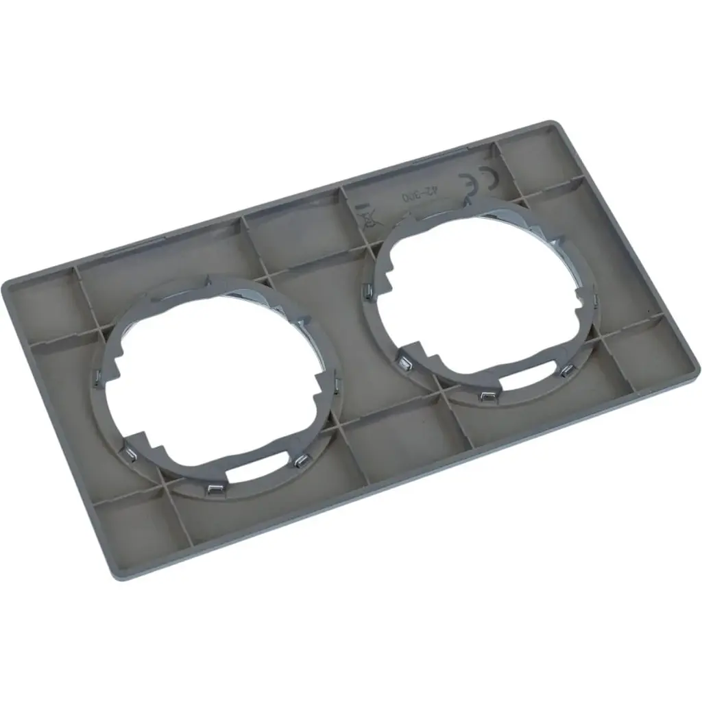 Рамка Brille подвійна сіра з кільцем кольору хром WB-2F Grey/Ch - фото 2
