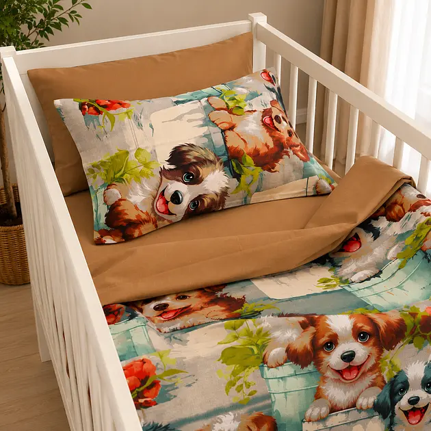 Комплект постільної білизни Ranforce Elite MirSon BABY Puppy Garden 110 x 140 см (2200013681618) - фото 2