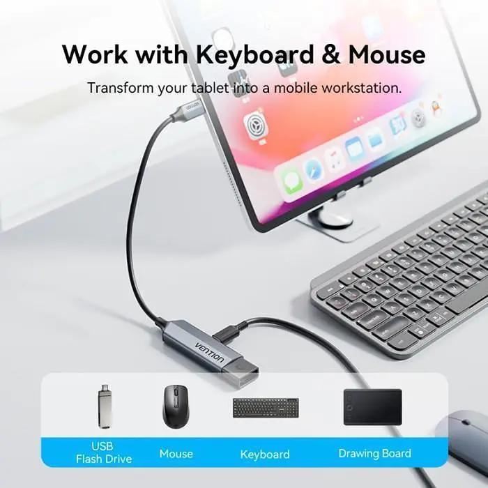 Адаптер Vention USB-C > USB-A 3.2 Gen 2 + PD 100W 10 Гбіт/с OTG 0.15 м Gray (CCAHB) - фото 5