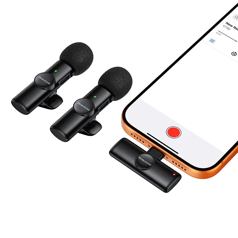 Бездротова мікрофонна система BOROFONE BFK16A Winner dual-mic (Type-C) Black - фото 6
