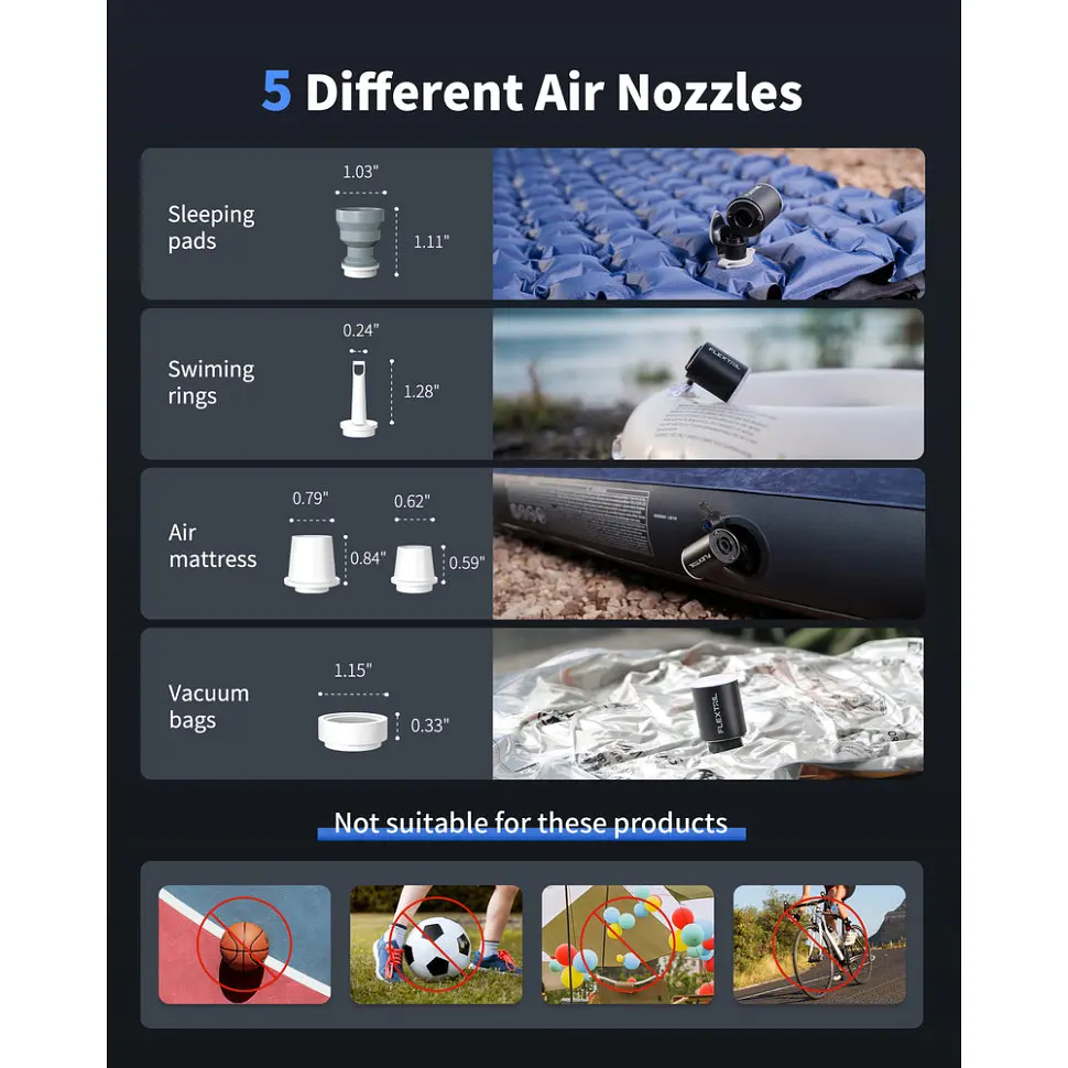 Насос-ліхтар кемпінговий Flextail Tiny Pump Х, чорний із вакуумними пакетами 2 шт. (50х70) - фото 13