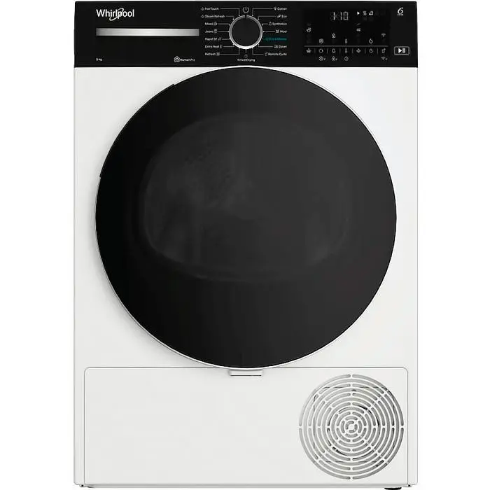 Whirlpool Сушильна машина тепловий насос, 9кг, A+++, 60см, дисплей, люк чорний, білий - фото 2