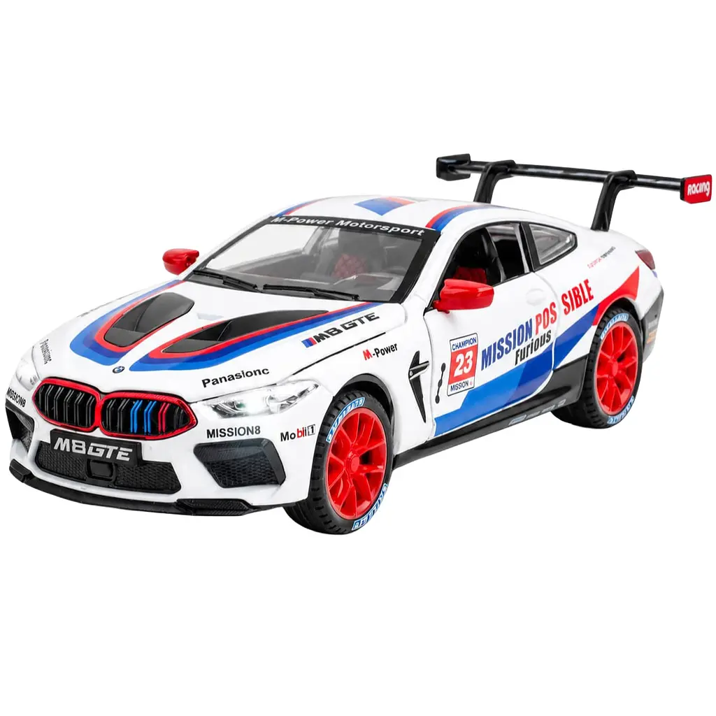 Колекційна металева модель гоночного автомобіля АвтоЕксперт BMW M8 GTE з інерцією, світлом та звуком 1:32