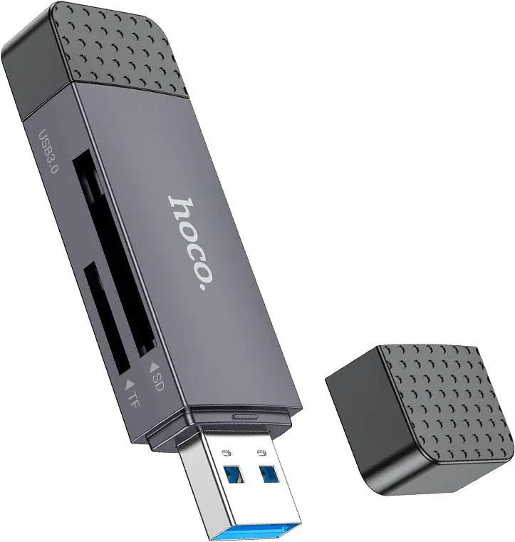 Картридер Hoco HB45 Spirit 2in1 Сard Reader USB-A/Type-C 3.0 metal gray - фото 4