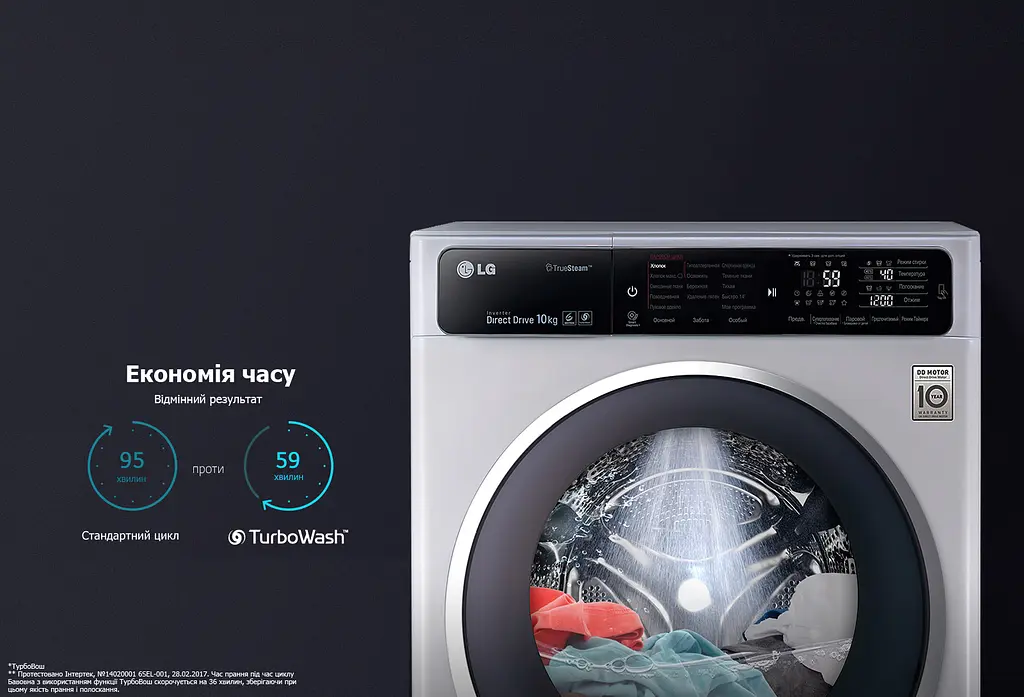 Пральна машина LG з фронтальним завантаженням F2J6HSR1W, 7кг, 1200, A+++-10%, Пар, глибина 45см, Дисплей, Інвертор, Білий (F2J6HSR1W) - фото 14