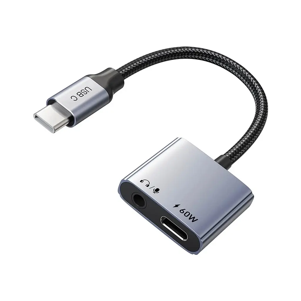 Переходник USB-C M to 3.5mm F + USB-C F PD60W Cabletime (CA915750) - фото 2