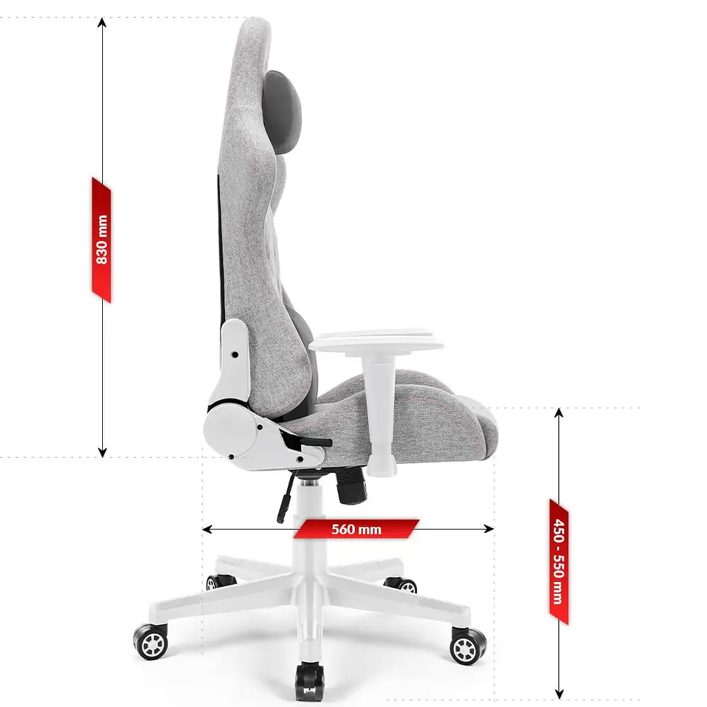 Компьютерное кресло Hell's Chair HC-1006 Grey-White ткань - фото 8