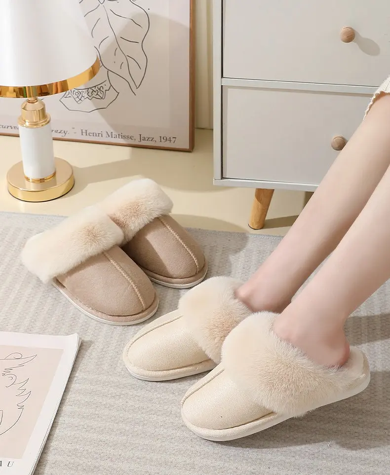 Slippers Жіночі домашні капці з хутром — теплі, м’які, закриті тапочки для дому 36-37 білого кольору KT8003801 - фото 7