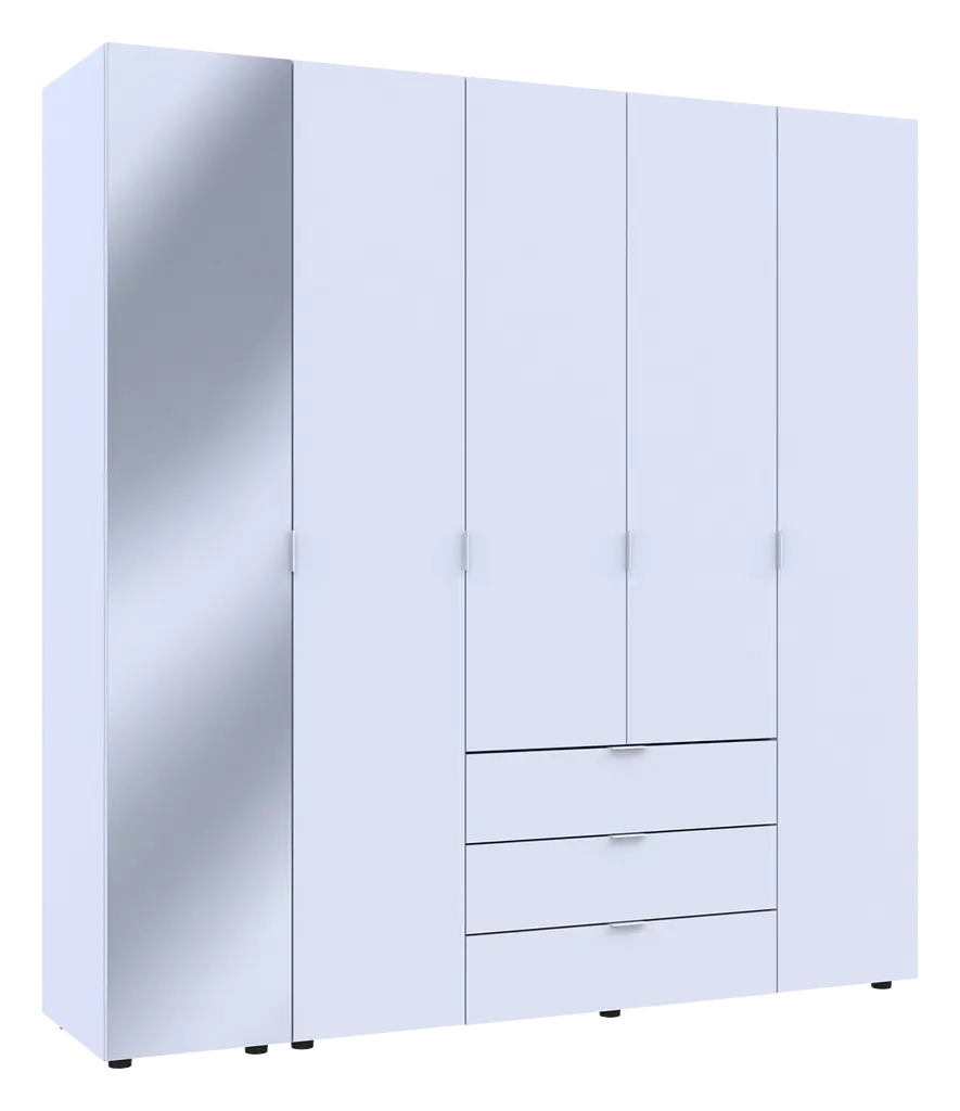 Шафа для одягу Doros Гелар Біла 4ДСП/Дзеркало 194х49.5х203.4 (42002160) - фото 3