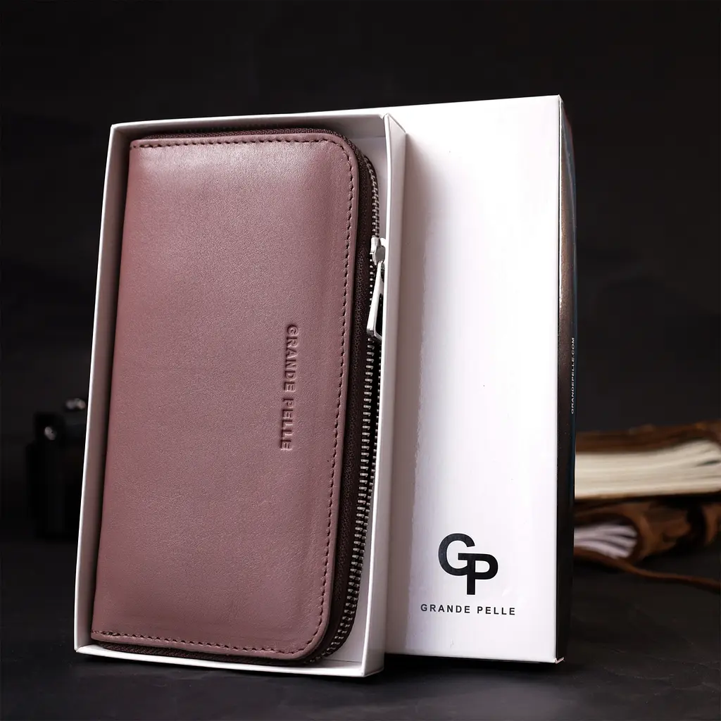 Кожаный женский кошелек Grande Pelle 19.5х9.7х2 см acs0027012 - фото 8