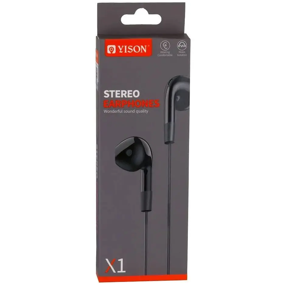 Дротові навушники Yison X1 3.5 mm вкладиші з мікрофоном 1.2 m Black - фото 2