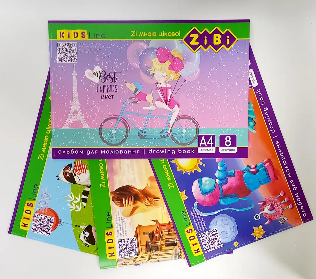 Альбом для малювання на скобі, 8 аркушів, 120 г/м2, KIDS Line ZB.1420 ZiBi (4823078946720) Микс - фото 2