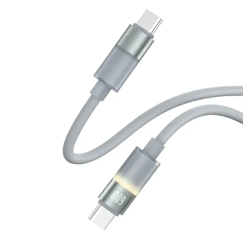 Дата кабель USB-C to USB-C 1.0m 3A 60W warm light gray ColorWay (CW-CBPDCC092-GR) - фото 3
