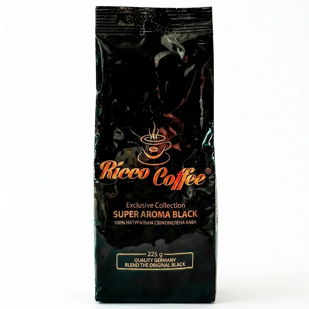 Кава в зернах Ricco Coffee Super Aroma Black 225 г (60/40)
