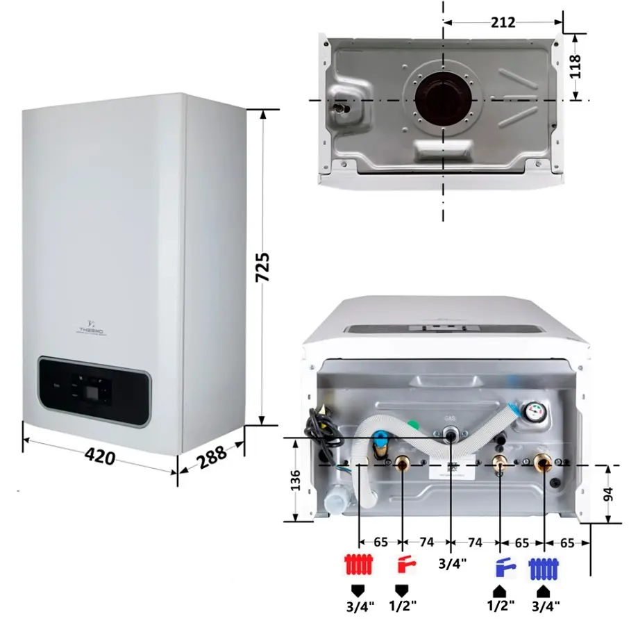 Котел газовий Thermo Alliance Ewa 28 кВт, двоконтурний, конденсаційний, навісний, з двома теплообмінниками KM0728350101005911 - фото 16