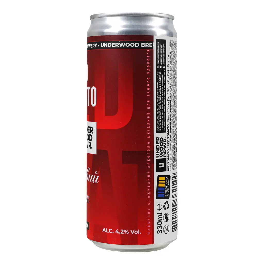 Пиво Underwood Brewery Светлое Red Tomato 4.2% 0.33 л ж/б - фото 4
