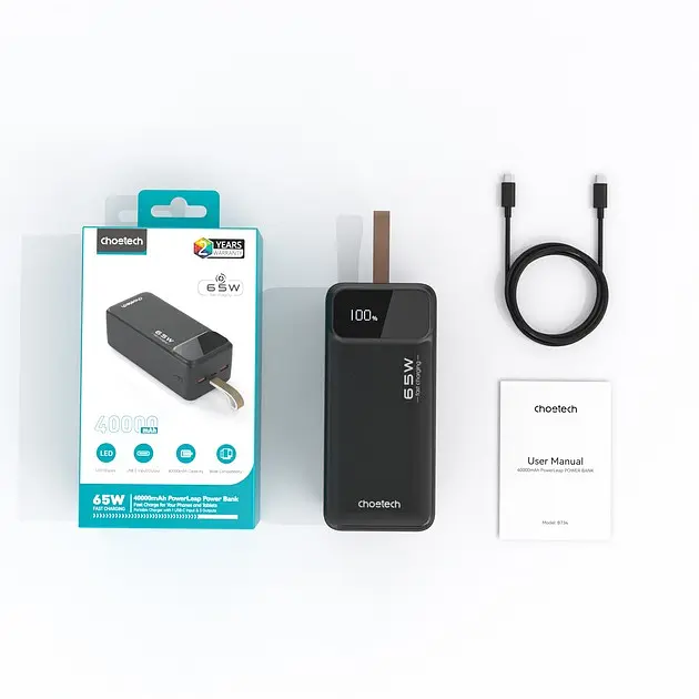 УМБ Choetech Power bank B734 40000 mAh 65 W Black (B734-BK) - фото 4