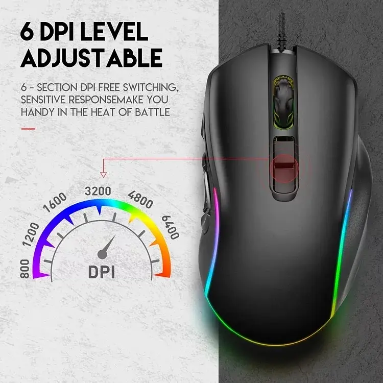 Ігрова провідна миша X9 з RGB підсвічуванням (Чорний) - фото 7